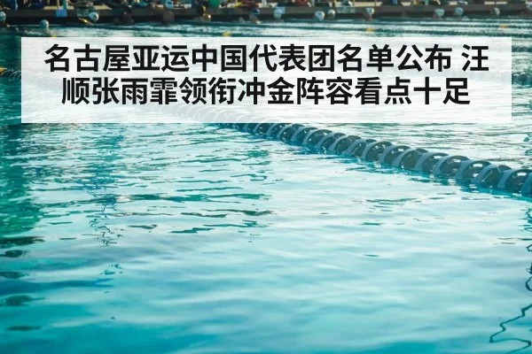 名古屋亚运中国代表团名单公布 汪顺张雨霏领衔冲金阵容看点十足